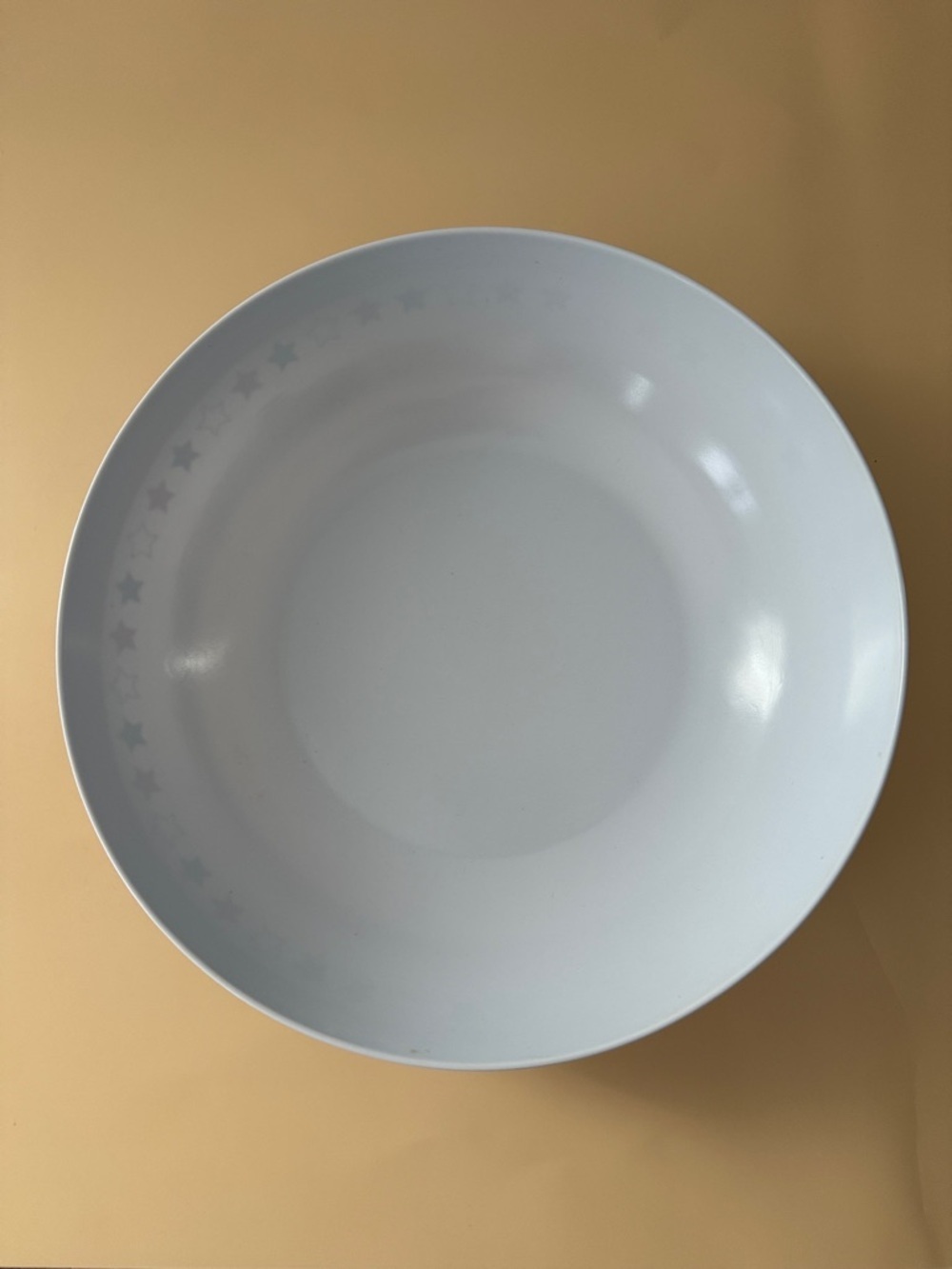 White Melamine Serving Bowl with Red and Blue Star Border